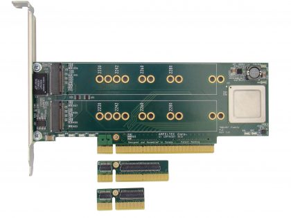 PCI Express Gen 2 Carrier Board for up to 4 M.2 PCIe SSD modules (top)