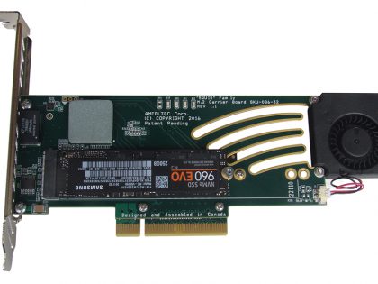 PCI Express Gen 3 Carrier Board for up to 2 M.2 PCIe SSD modules (top)